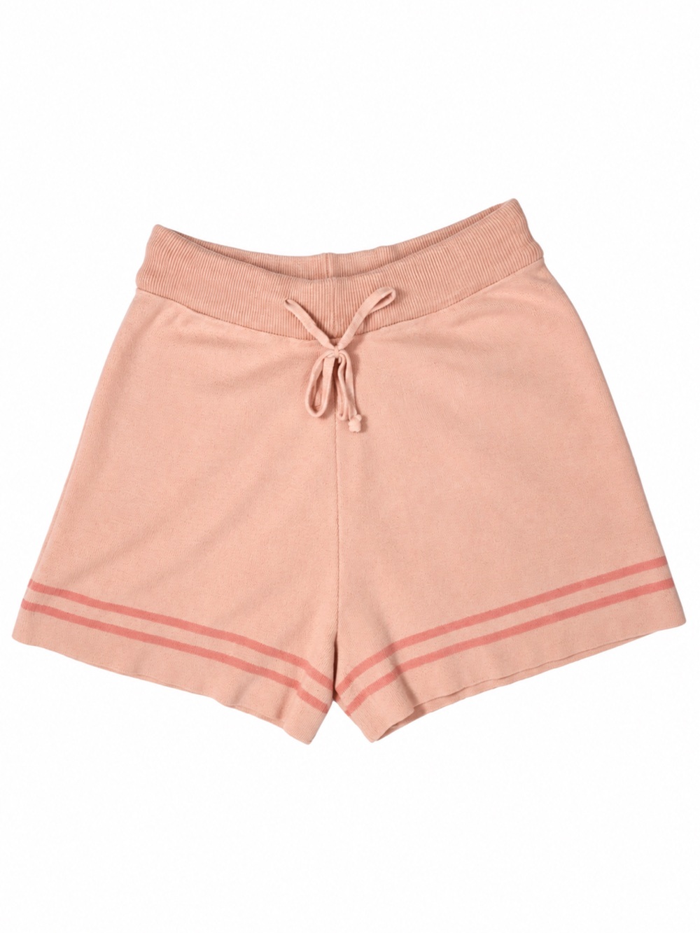 Pink Knit Drawstring Women’s high waisted sweater shorts, size large